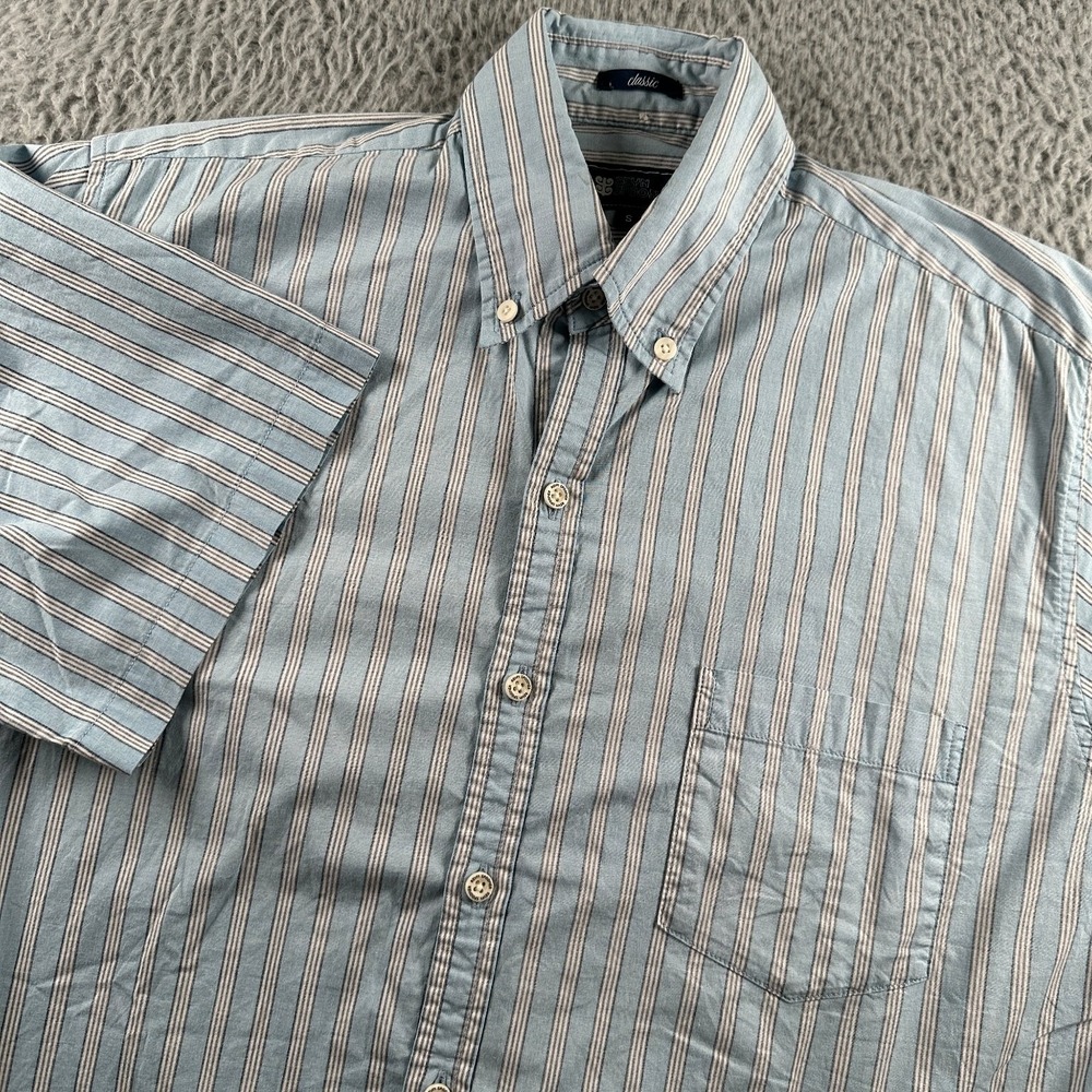 Reyn Spooner Men's Casual Button-Down Shirt Light Blue S Cotton‎ Striped